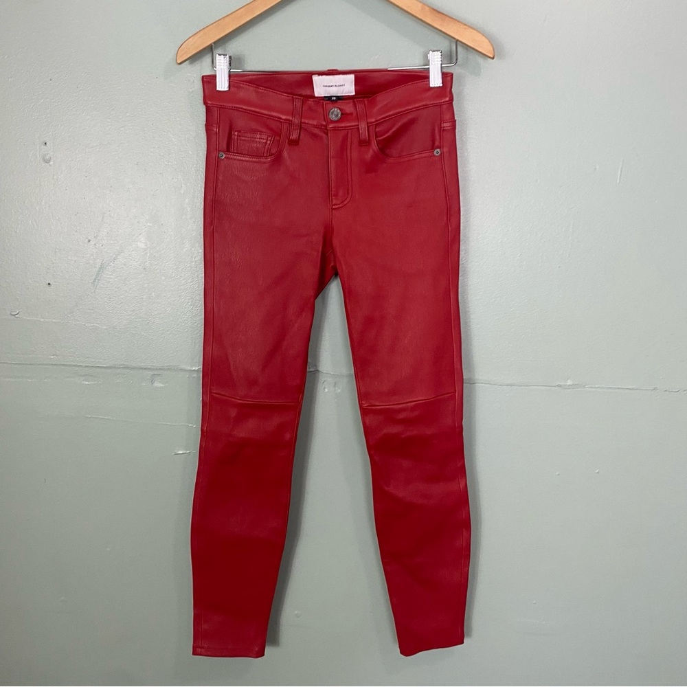 Current Elliot Red Leather Skinny Jeans Pants Black‎ Pocket Size 26